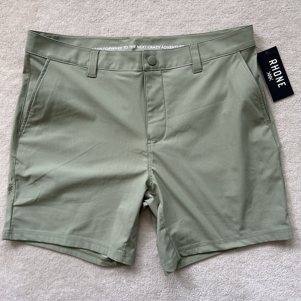 Rhone Commuter Chino Shorts Men's 30 Stretch Performance 7" Sage Green
